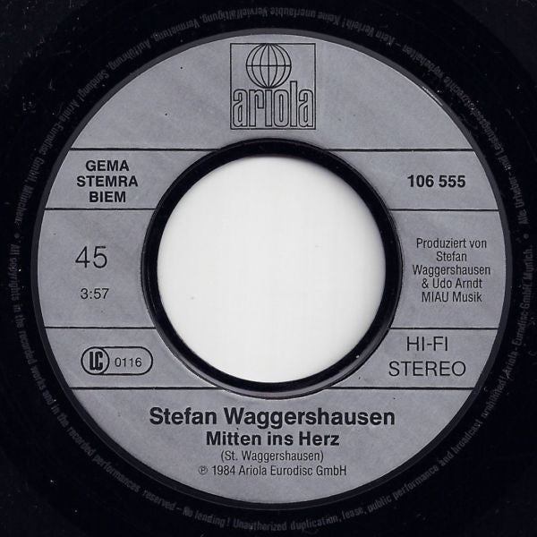 Stefan Waggershausen - Mitten Ins Herz 15037 Vinyl Singles Goede Staat