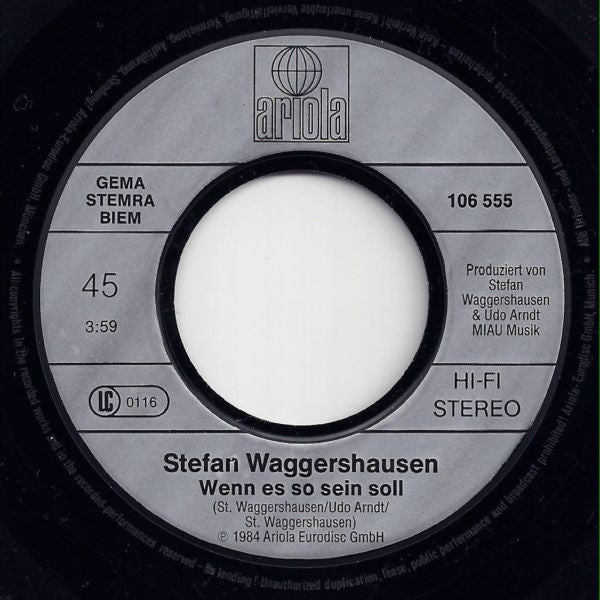 Stefan Waggershausen - Mitten Ins Herz 15037 Vinyl Singles Goede Staat