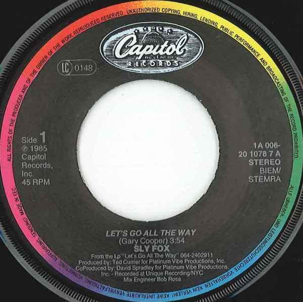 Sly Fox - Let's Go All The Way 09448 Vinyl Singles Goede Staat