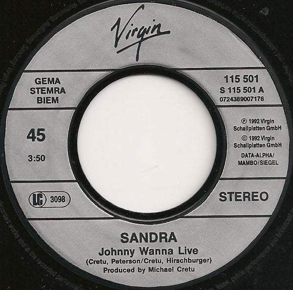 Sandra - Johnny Wanna Live 15148 Vinyl Singles Goede Staat