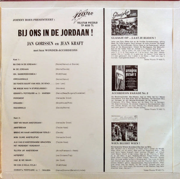 Jan Gorissen En Jean Kraft - Johnny Hoes Presenteert: Bij Ons In De Jordaan ! (LP) 46289 Vinyl LP Goede Staat