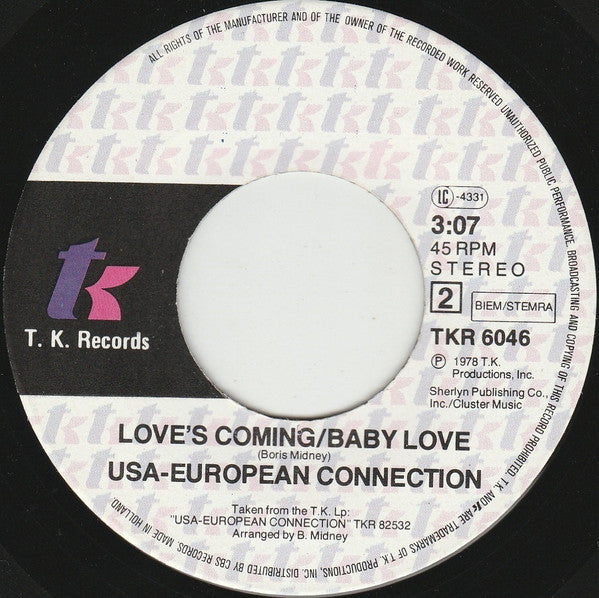 USA-European Connection - Come Into My Heart 15010 Vinyl Singles Goede Staat