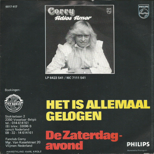 Corry - Het Is Allemaal Gelogen 24978 Vinyl Singles Goede Staat