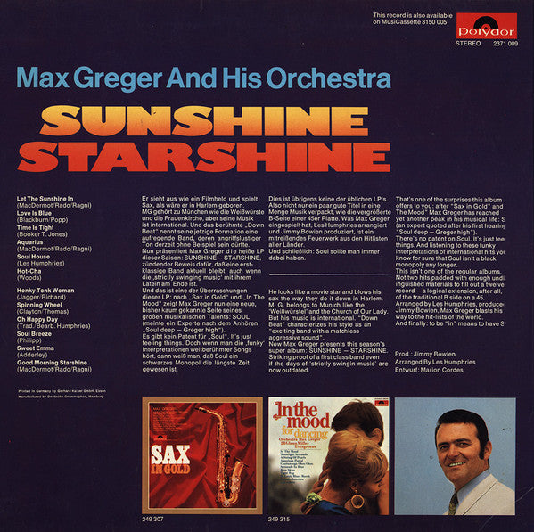 Max Greger Und Sein Orchester - Sunshine Starshine (LP) 49693 Vinyl LP Goede Staat