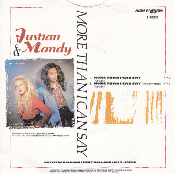 Justian & Mandy - More Than I Can Say 27025 Vinyl Singles Goede Staat