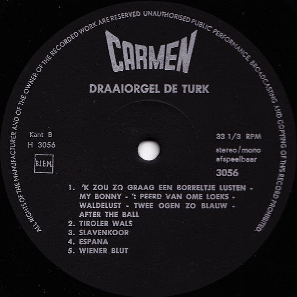 Draaiorgel De Turk - Draaiorgel De Turk (LP) 41595 Vinyl LP Goede Staat