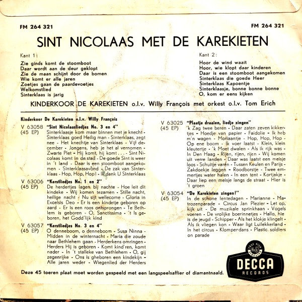 Kinderkoor De Karekieten - Sint Nicolaas Met De Karekieten 33724 Vinyl Singles Goede Staat