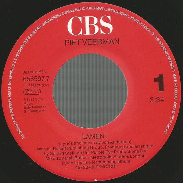 Piet Veerman - Lament 18120 Vinyl Singles Goede Staat