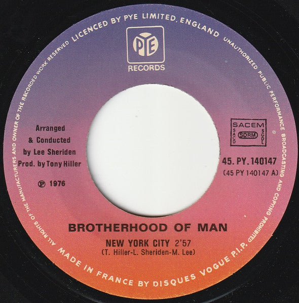 Brotherhood Of Man - New-York City 15177 Vinyl Singles Goede Staat