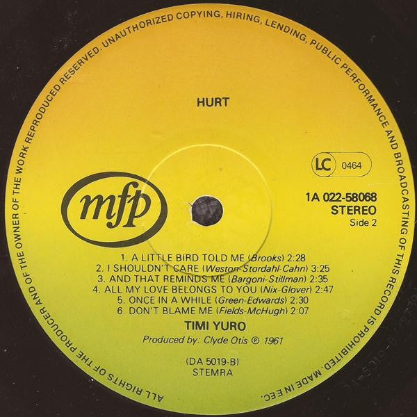 Timi Yuro - Hurt (LP) 49027 Vinyl LP Goede Staat