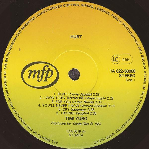 Timi Yuro - Hurt (LP) 49027 Vinyl LP Goede Staat