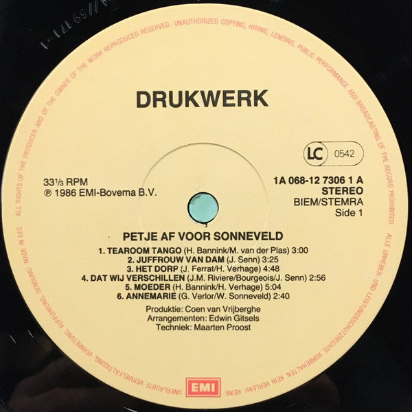 Drukwerk - Petje Af Voor Sonneveld (LP) 49210 Vinyl LP Goede Staat