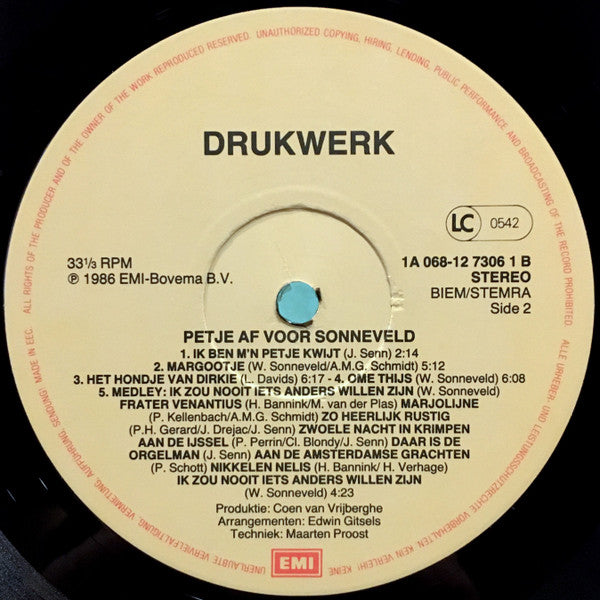 Drukwerk - Petje Af Voor Sonneveld (LP) 49210 Vinyl LP Goede Staat