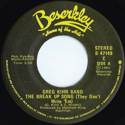 Greg Kihn Band - The Break Up Song 05708 Vinyl Singles Goede Staat