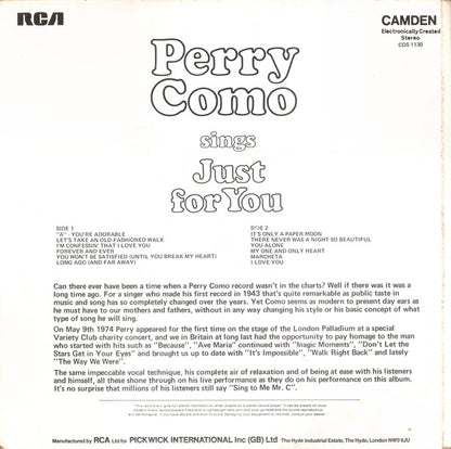 Perry Como - Perry Como Sings Just For You (LP) 42129 Vinyl LP Goede Staat