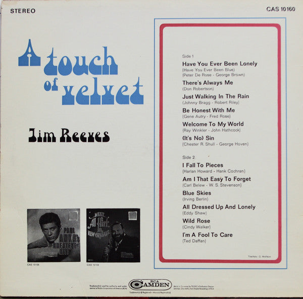 Jim Reeves - A Touch Of Velvet (LP) 51009 Vinyl LP Goede Staat