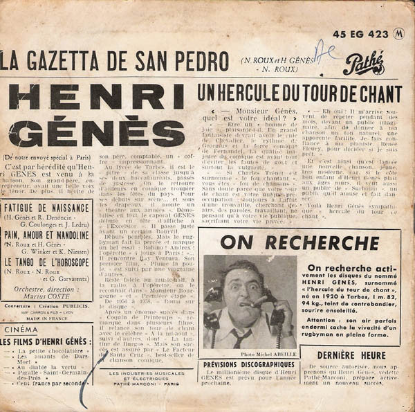 Henri Génès - Fatigués De Naissance 24270 Vinyl Singles Goede Staat