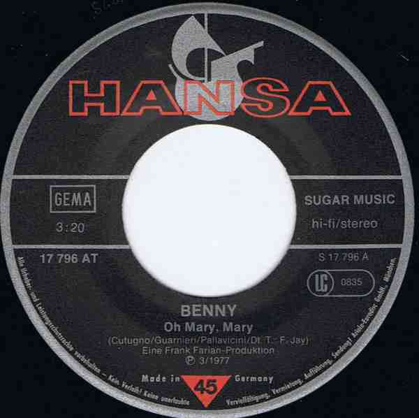 Benny - Oh Mary, Mary 17576 Vinyl Singles Goede Staat