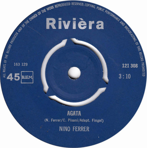 Nino Ferrer - Agata ( Spaans Gezongen ) 29814 34251 Vinyl Singles Goede Staat