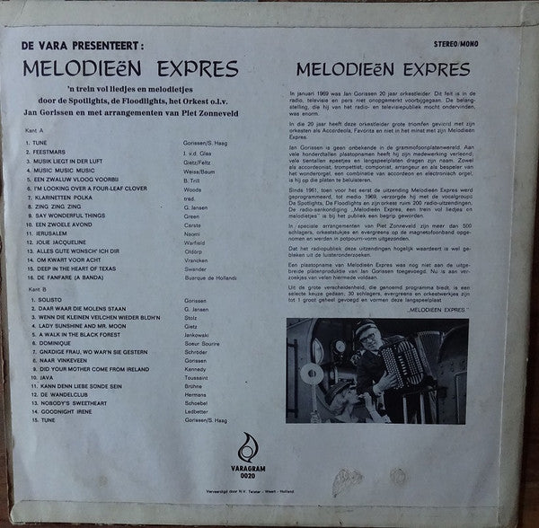 Jan Gorissen En Zijn Vrolijke Passagiers - Melodieën Expres - Een Trein Vol Liedjes! (LP) 48906 Vinyl LP Goede Staat