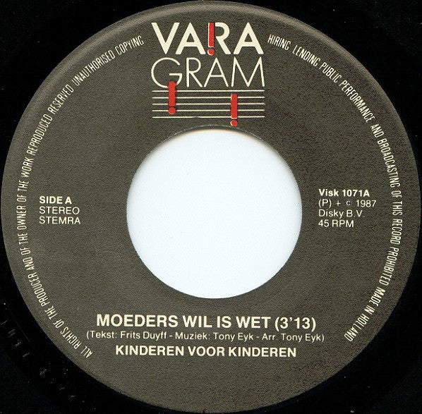 Kinderen voor Kinderen - Moeders Wil Is Wet 35145 Vinyl Singles Goede Staat