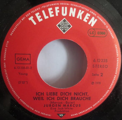 Jurgen Marcus - Was Hast Du Heute Abend Vor 16786 Vinyl Singles Goede Staat