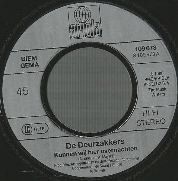 Deurzakkers - Kunnen Wij Hier Overnachten 14170 14467 33146 Vinyl Singles Goede Staat