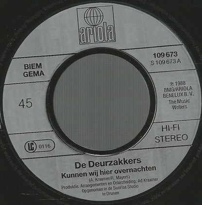 Deurzakkers - Kunnen Wij Hier Overnachten 14170 14467 33146 Vinyl Singles Goede Staat