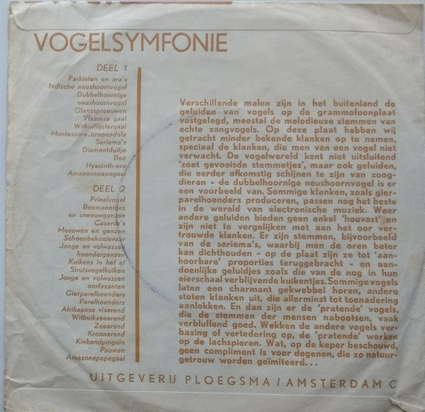 H. van de Werken - Vogel-Symfonie 16335 Vinyl Singles Goede Staat