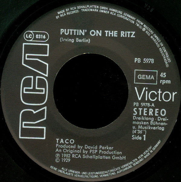 Taco - Puttin' On The Ritz 28736 Vinyl Singles Goede Staat