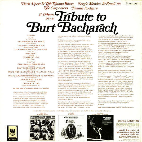 Various - Tribute To Burt Bacharach (LP) 40963 Vinyl LP Goede Staat