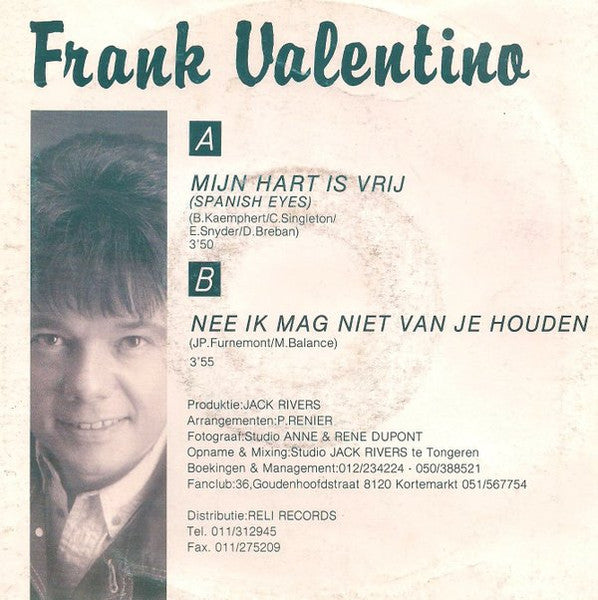 Frank Valentino - Mijn Hart Is Vrij 13323 Vinyl Singles Goede Staat