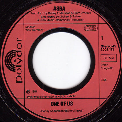 ABBA - One Of Us 39000 Vinyl Singles Goede Staat