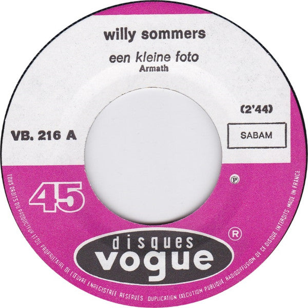 Willy Sommers - Een Kleine Foto 30759 Vinyl Singles Goede Staat