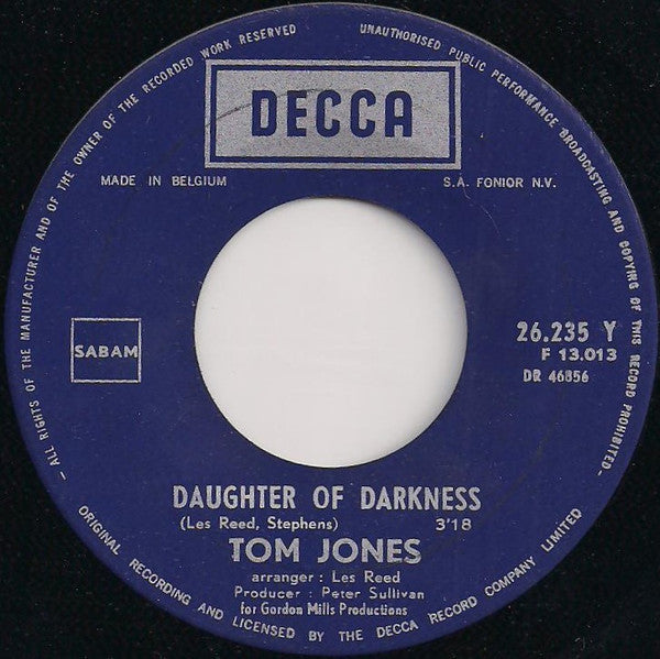 Tom Jones - Daughter Of Darkness 39408 Vinyl Singles Goede Staat