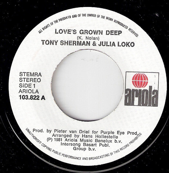 Tony Sherman & Julia Loko - Love's Grown Deep 15537 Vinyl Singles Goede Staat