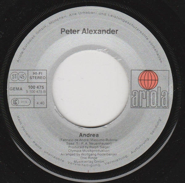 Peter Alexander - Und manchmal Weinst Du Sicher Ein Paar Tranen 28212 Vinyl Singles Goede Staat