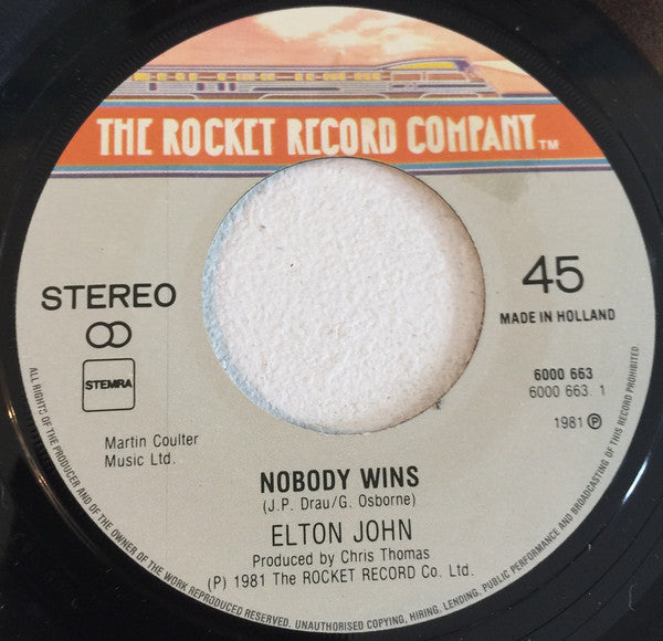 Elton John - Nobody Wins 39130 Vinyl Singles Goede Staat