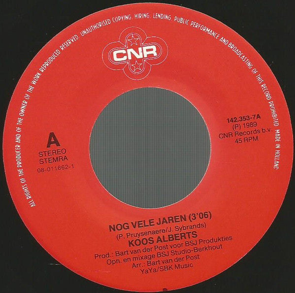 Koos Alberts - Nog Vele Jaren 28972 33257 Vinyl Singles Goede Staat