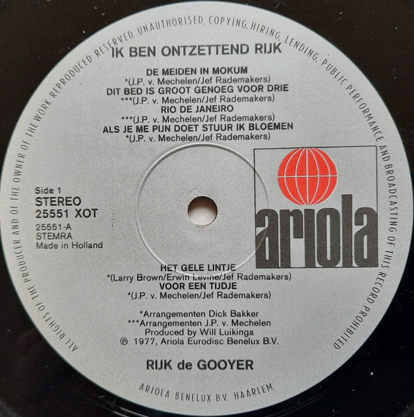 Rijk de Gooyer ‎– Ik Ben Ontzettend Rijk (LP) 46669 Vinyl LP Goede Staat