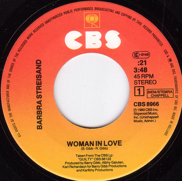 Barbra Streisand - Woman In Love 05991 Vinyl Singles Goede Staat