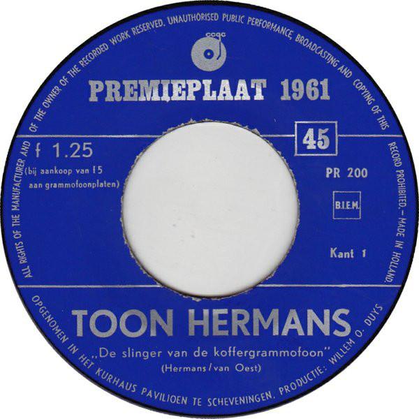 Toon Hermans / Wim Kan - Premieplaat 1961 Vinyl Singles Hoes: Generic