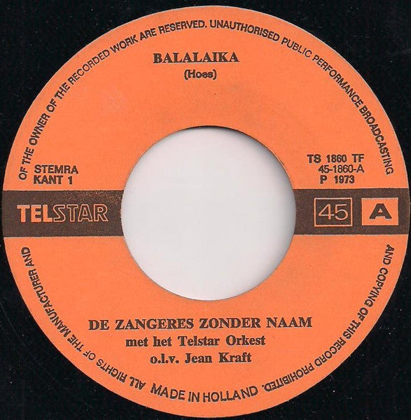 Zangeres Zonder Naam - Balalaika 36462 Vinyl Singles Goede Staat