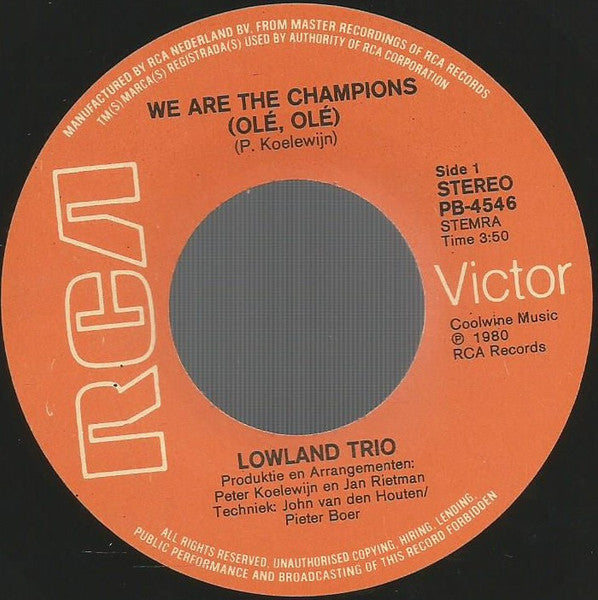 Lowland Trio - We Are The Champions 31612 Vinyl Singles Goede Staat