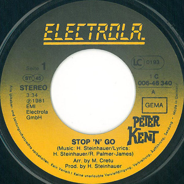 Peter Kent - Stop 'N Go 13245 28530 28609 Vinyl Singles Goede Staat