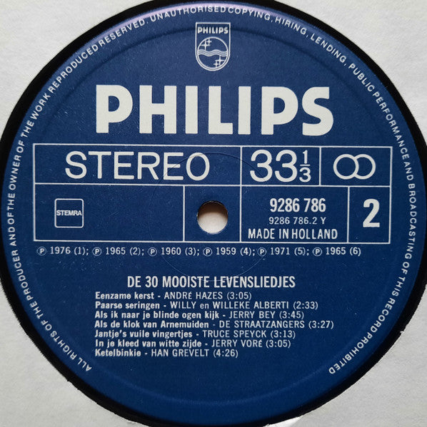 Various - De 30 Mooiste Levensliedjes (LP) 51335 Vinyl LP Dubbel Goede Staat