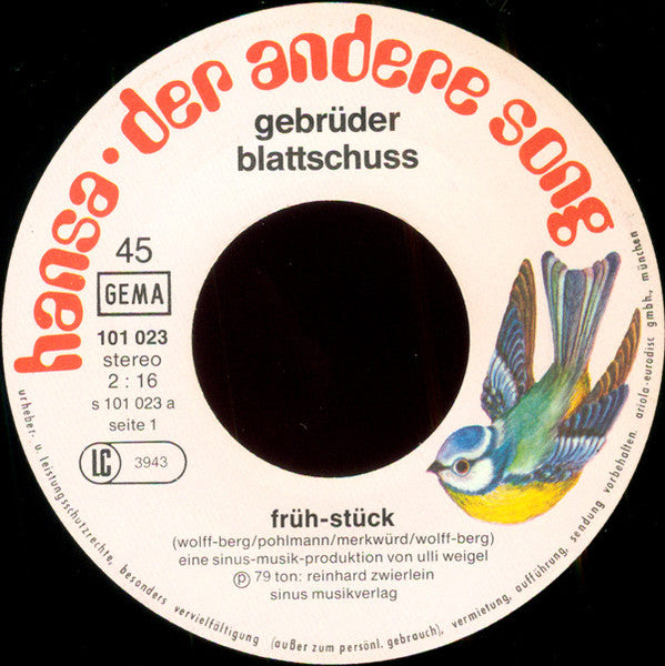 Gebrüder Blattschuss - Früh-Stück 31238 Vinyl Singles Goede Staat