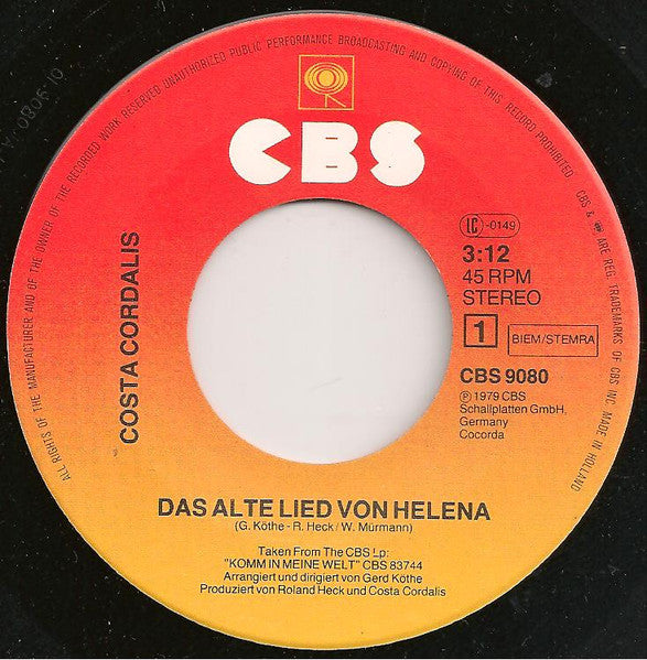 Costa Cordalis - Das Alte Lied Von Helena 32152 Vinyl Singles Goede Staat