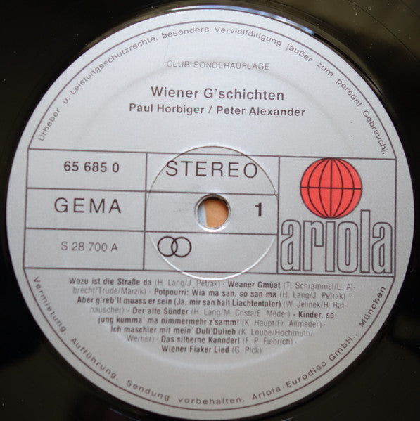 Paul Hörbiger / Peter Alexander - Wiener G'schichten (LP) 44380 Vinyl LP Goede Staat