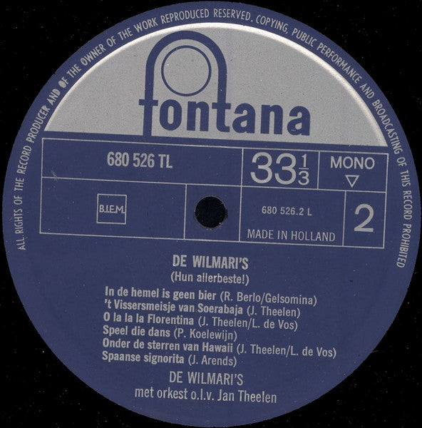 Wilmari's - Welkom Bij De Wilmari's (LP) 46254 Vinyl LP Goede Staat